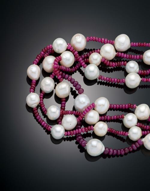 COLLAR DE PERLAS Y RUBÍES