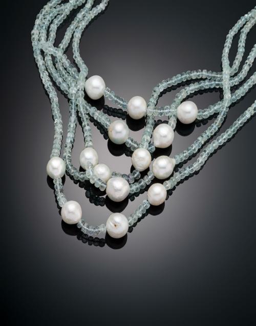 COLLAR DE PERLAS Y AGUAMARINAS