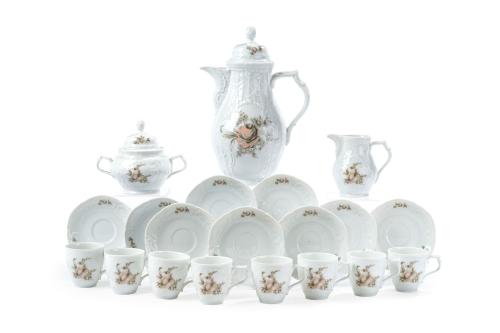 Juego de café para 12 servicios en porcelana alemana de Ros