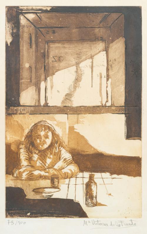 MARIA VICTORIA DE LA FUENTE (1927-2009).  , Mujer bebiendo,
