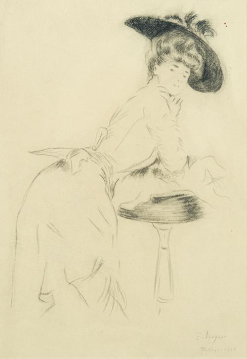 ESCUELA FRANCESA. Siglo XX. 1912, Retrato  de dama apoyada 