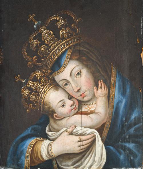 ESCUELA ESPAÑOLA. Siglo XIX, Virgen de Belén, Óleo sobre ta