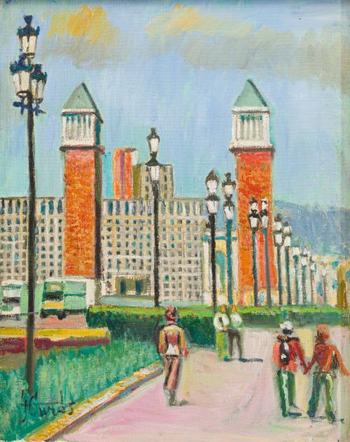 JORDI CURÓS (Olot, 1930-Barcelona, 2017), "Barcelona"., Óle