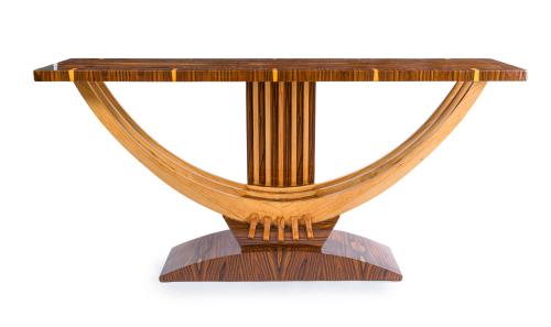 Consola estilo Art-Decó En madera chapeada y barnizada, p