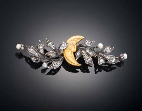 BROCHE ANTIGUO CON LUNA CENTRAL