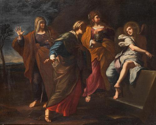 320   -  <p><span class="object_author">SEGUIDOR DE ANIBAL CARRACCI (Bolonia, 1560 - Roma, 1609) - El ángel mostrando el sepulcro vacío a las tres Marías</span></p>