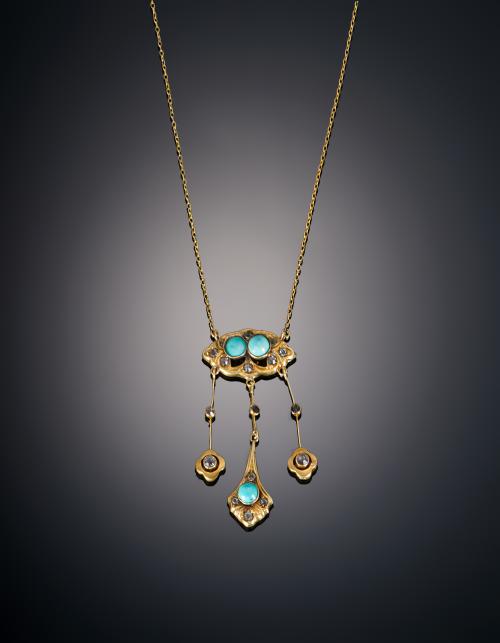 726   -  <p><span class="object_title">COLLAR VINTAGE CON TURQUESAS </span></p>