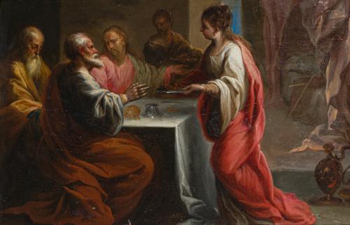 322   -  <p><span class="object_author">JUAN ANTONIO DE FRÍAS Y ESCALANTE (Córdoba, 1633 - Madrid, 1669)  - Cristo en casa de Marta y María </span></p>