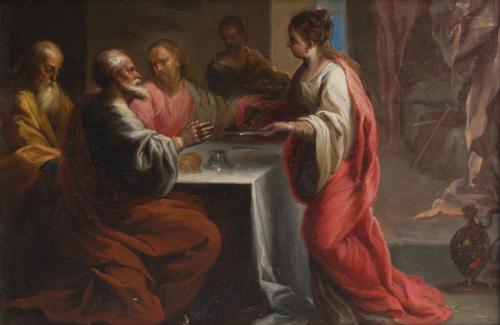 322   -  <p><span class="object_author">JUAN ANTONIO DE FRÍAS Y ESCALANTE (Córdoba, 1633 - Madrid, 1669)  - Cristo en casa de Marta y María </span></p>