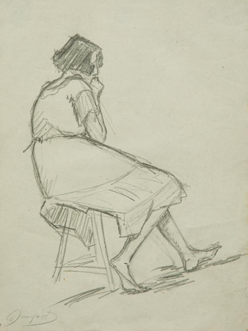 OLEGARIO JUNYET ( Barcelona, 1876 - 1958), Joven sentada , 