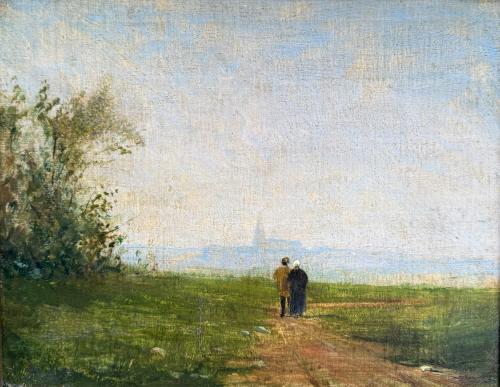 432   -  <p><span class="object_author">CHARLES-FRANCOIS DAUBIGNY (París, 1817 - 1878) - Paisaje con paseantes </span></p>