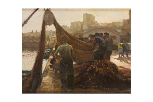 468   -  <p><span class="object_author">MANUEL MARTÍNEZ ALCOVER (Madrid, 1926 - 2020) - Recogiendo las redes</span></p>