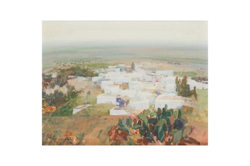 488   -  <p><span class="object_author">MANUEL TOSAR GRANADOS (Rota, Cádiz, 1945) - Paisaje con pueblo andaluz </span></p>