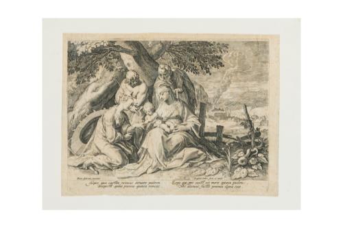455   -  <p><span class="object_author">HENDRICK GOLTZIUS, invent (Paises Bajos, 1558 - 1617) - Desposorios místicos de Santa Catalina </span></p>