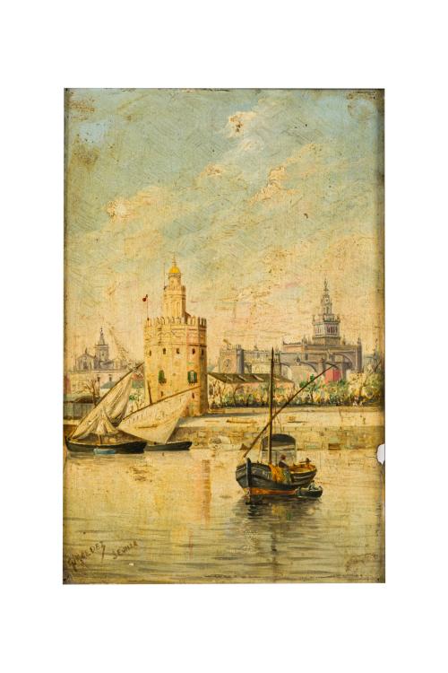 FRANCISCO GIRÁLDEZ (Cádiz, 1840 - 1920), La torre del oro y