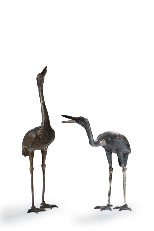 34   -  <p><span class="object_title">Pareja de garzas en metal plateado, de estilo Valenti. Años 70.</span><br></p>