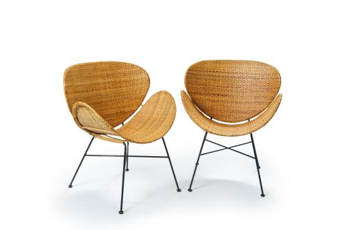 616   -  <p><span class="object_title">"Lounge chairs"<br/>Pareja de sillas en ratán. Años 70.<br/> </span><br></p>