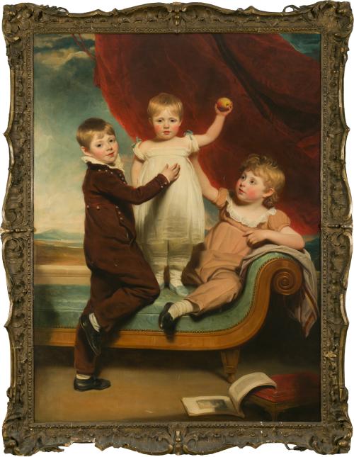 382   -  <p><span class="object_author">WILLIAM OWEN (Inglaterra, 1769 -1825) - Retrato de tres niños en un diván </span></p>