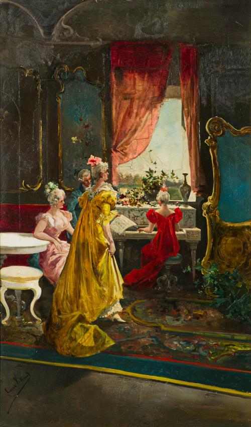427   -  <p><span class="object_author">FIRMADO EUGENIO LUCAS VILLAMIL (Madrid, 1858 - 1918) - Escenas de salón </span></p>