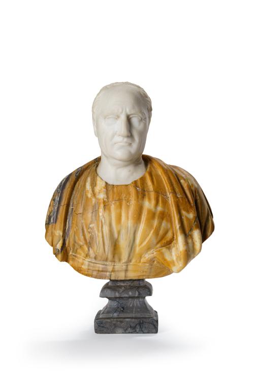 66   -  <p><span class="object_title">GRAND TOUR, S. XX<br/>"Busto de Marco Tulio Cicerón"<br/>Escultura en alabastro tallado.</span><br></p>