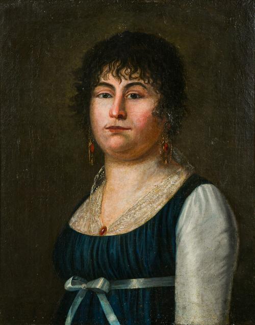 395   -  <p><span class="object_author">ESCUELA ESPAÑOLA S. XVIII - Retrato de dama con vestido azul </span></p>