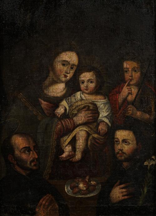 263   -  <p><span class="object_author">ESCUELA COLONIAL S. XVIII - Virgen con Niño y San Juanito y dos Santos </span></p>