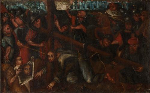264   -  <p><span class="object_author">RDCUELA COLONIAL S. XVIII - Jesús con la cruz a cuestas </span></p>