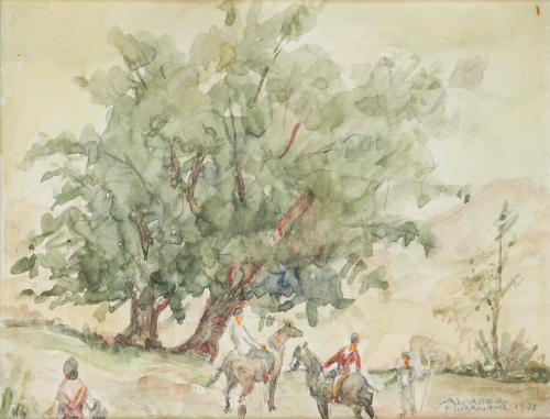 481   -  <p><span class="object_author">PEDRO ÁLVAREZ MIRANDA (Oviedo, 1903 -1990) - Paisaje y caballos </span></p>
