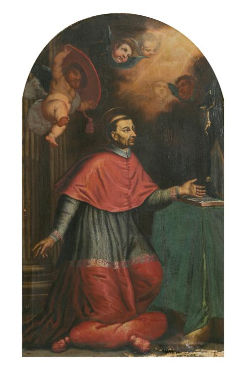 358   -  <p><span class="object_author">ESCUELA ESPAÑOLA FNS. S. XVII - San Carlos Borromeo en oración </span></p>