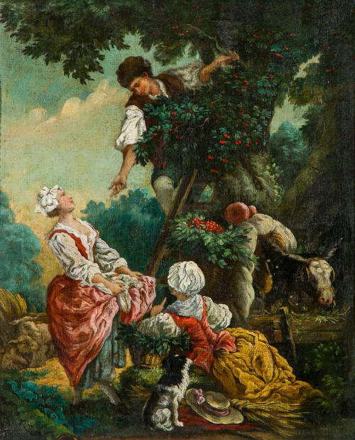 377   -  <p><span class="object_author">ESCUELA FRANCESA FNS. S. XVIII - Recogiendo cerezas </span></p>