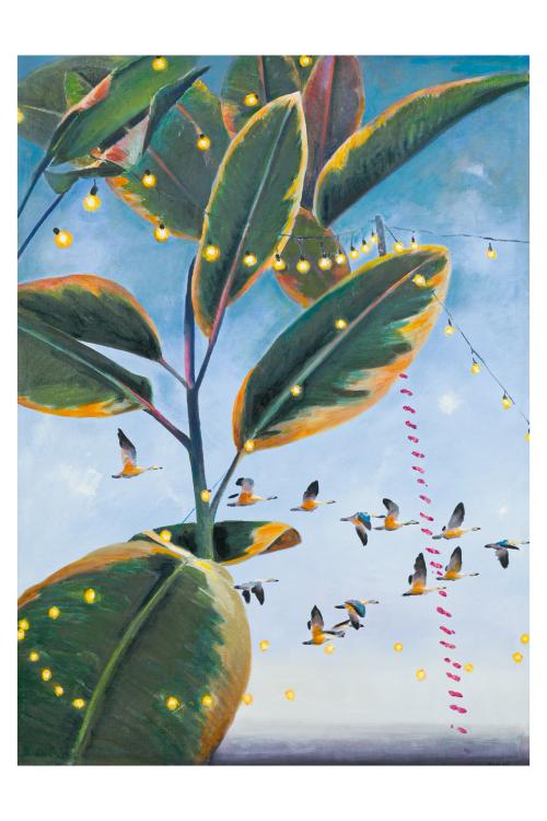 535   -  <p><span class="object_author">JUAN ÁNGEL GONZÁLEZ DE LA CALLE (Jerez de la Frontera, 1956) - Flamencos y guirnaldas</span></p>