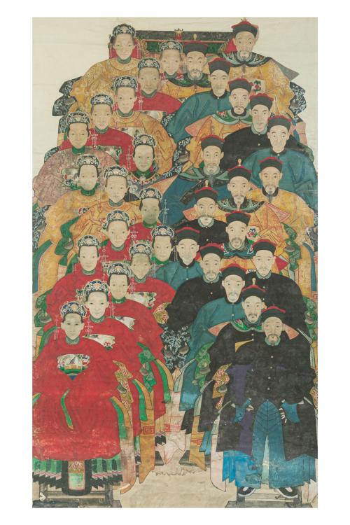 21   -  <p><span class="object_author">ESCUELA CHINA C. 1900. DINASTÍA QING - Ancestros. Árbol genealógico.</span></p>