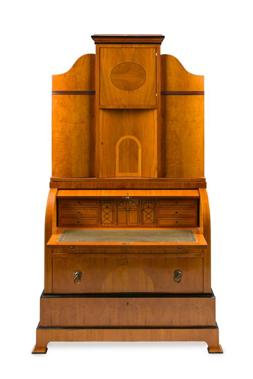 Elegante "boureau bookcase" sueco de estilo Biedermeier en 