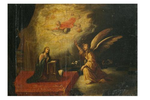 321   -  <p><span class="object_author">CÍRCULO DE JOSÉ DE ANTOLÍNEZ (Madrid, 1635 - 1675) - Huida a Egipto <br/>Anunciación <br/></span></p>