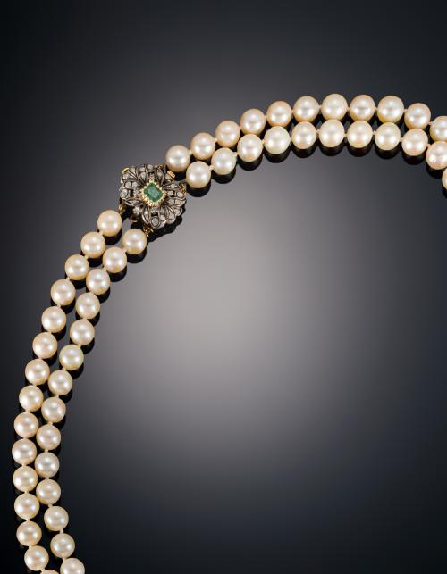 856   -  <p><span class="object_title">COLLAR DE DOS HILOS DE PERLAS CULTIVADAS </span></p>