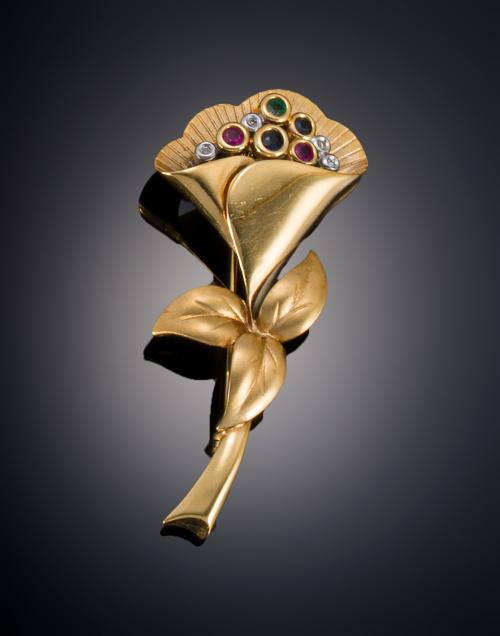879   -  <p><span class="object_title">BROCHE AÑOS 80 DISEÑO DE RAMO  </span></p>