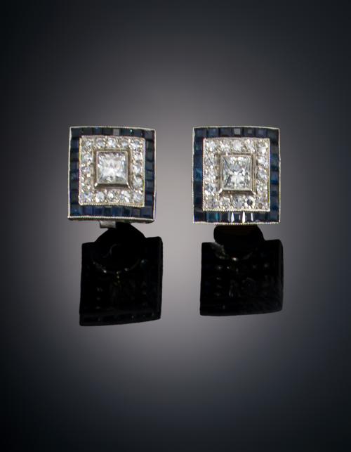 835   -  <p><span class="object_title">PENDIENTES CUADRADOS DIAMANTES Y ZAFIROS</span></p>