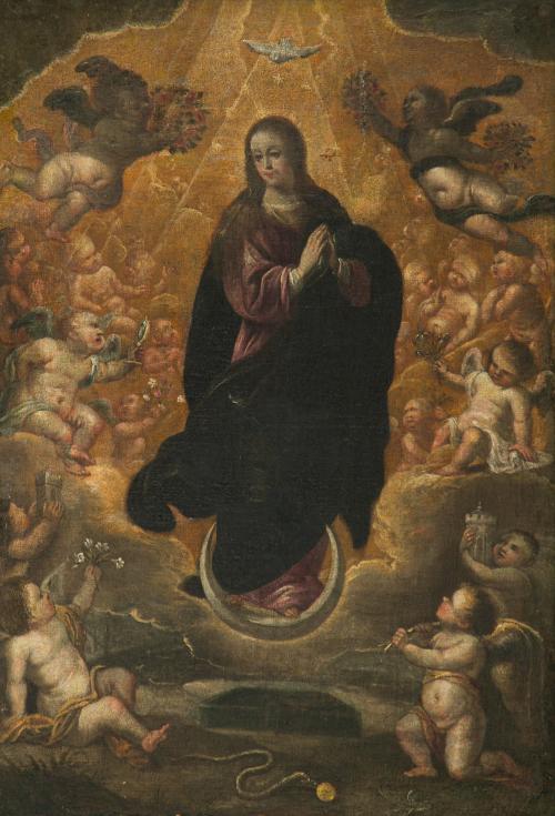 304   -  <p><span class="object_author">CÍRCULO DE FRANCISCO DE ZURBARÁN (Fuente de Cantos, 1598 - Madrid, 1664) - Inmaculada </span></p>