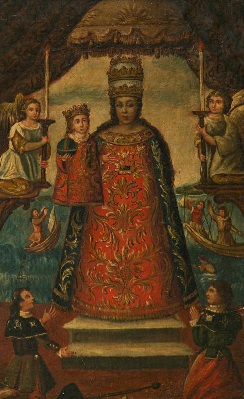 374   -  <p><span class="object_author">ESCUELA VIRREINAL S. XVIII - Virgen con Niño bajo palio </span></p>