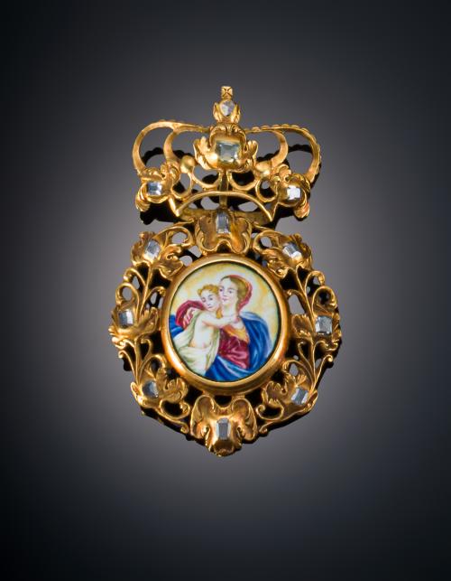 44   -  <p><span class="object_title">RELICARIO  S. XVIII CORONA CON DIAMANTES </span></p>