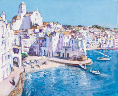 RAMÓN MOSCARDÓ (Barcelona, 1953), Cadaqués, Óleo sobre tela