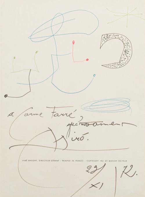 JOAN MIRÓ , Composición a Carme Farré, Dibujo con bolígrafo