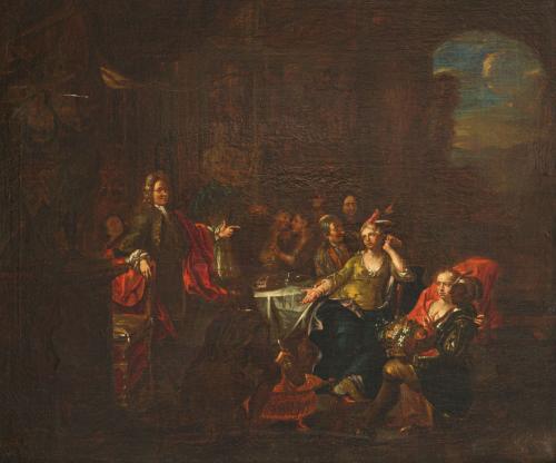GERARD THOMAS ( Amberes, 1663-1720), Escena de palacio, Óle