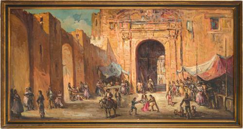 JOSÉ PALOMAR (Sevilla, 1929 - 2001), Escena costumbrista ba