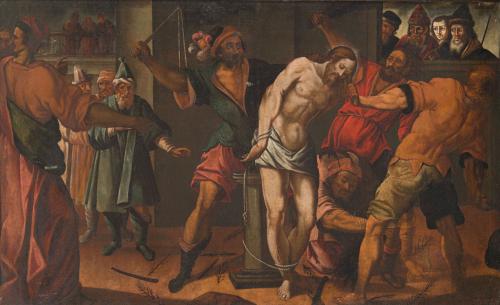 ESCUELA ITALIANA, Siglo XVI, La Flagelación de Cristo, Óleo
