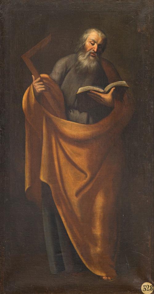 ESCUELA ITALIANA. Siglo XVII, Santo Tomás, Óleo sobre lienz
