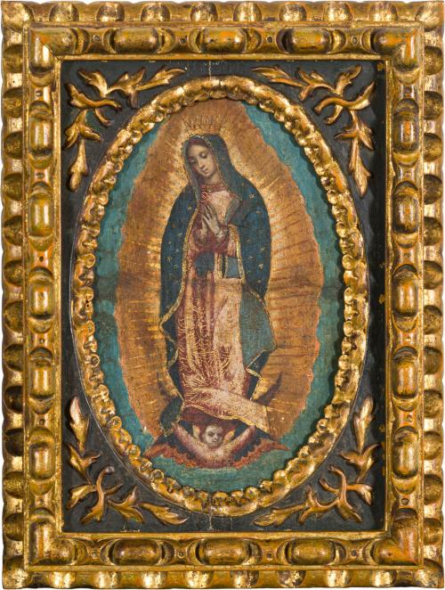 ESCUELA VIRREINAL. Siglo XVIII, La Virgen de Guadalupe, Cob