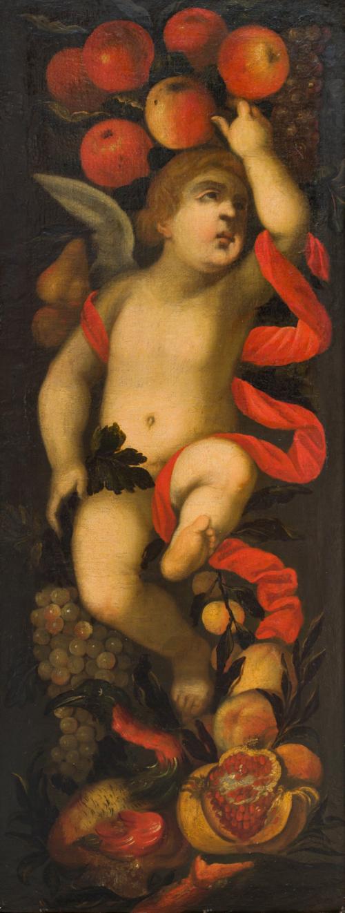 580   -  <p><span class="object_author">ESCUELA SEVILLANA  S. XVII - Amorcillos recogiendo fruta </span></p>