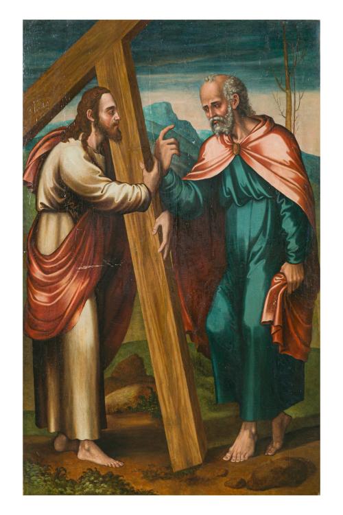 293   -  <p><span class="object_author">ESCUELA VALENCIANA S. XVI - Cristo con la Cruz a cuestas junto a San Pedro </span></p>