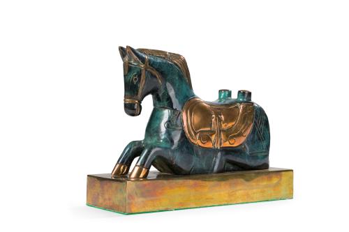 YOLANDA D´AUGSBURG (Brasil, 1942), Caballo, Bronce dorado y
